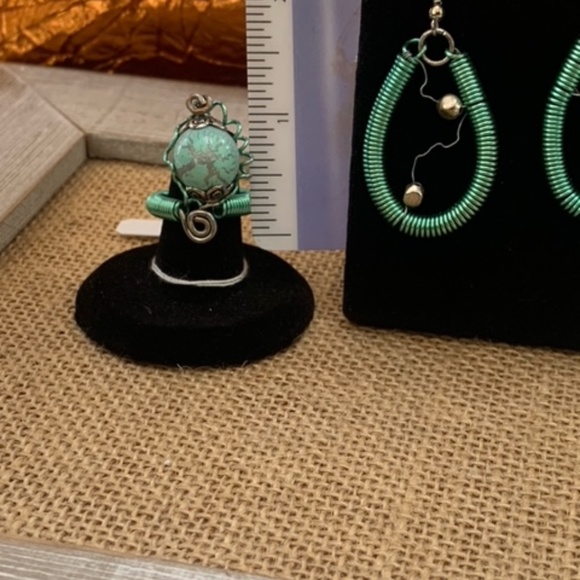 Auqua Steampunk Ring and Earrings Set - Picture 3 of 6